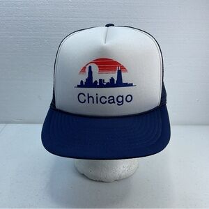 Chicago Skyline Navy and White Trucker Hat